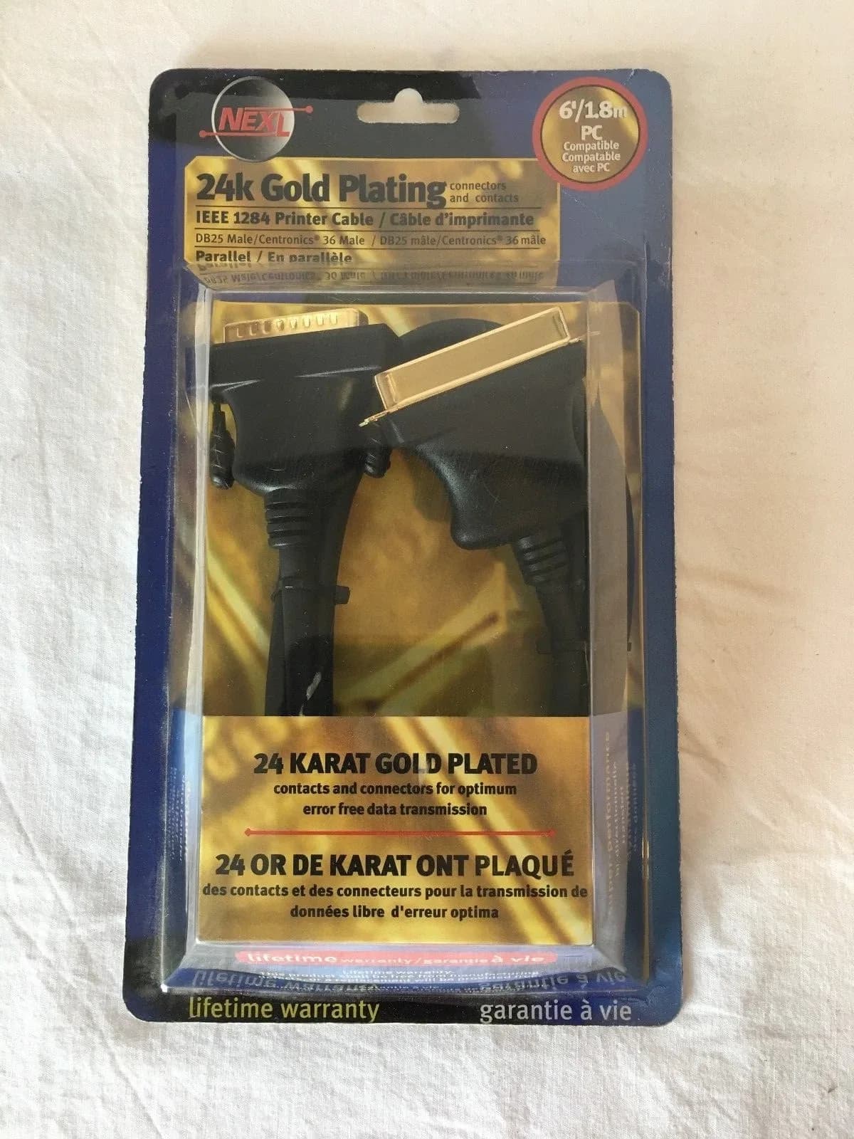 NEXL 24k gold plating printer cable db 25 male